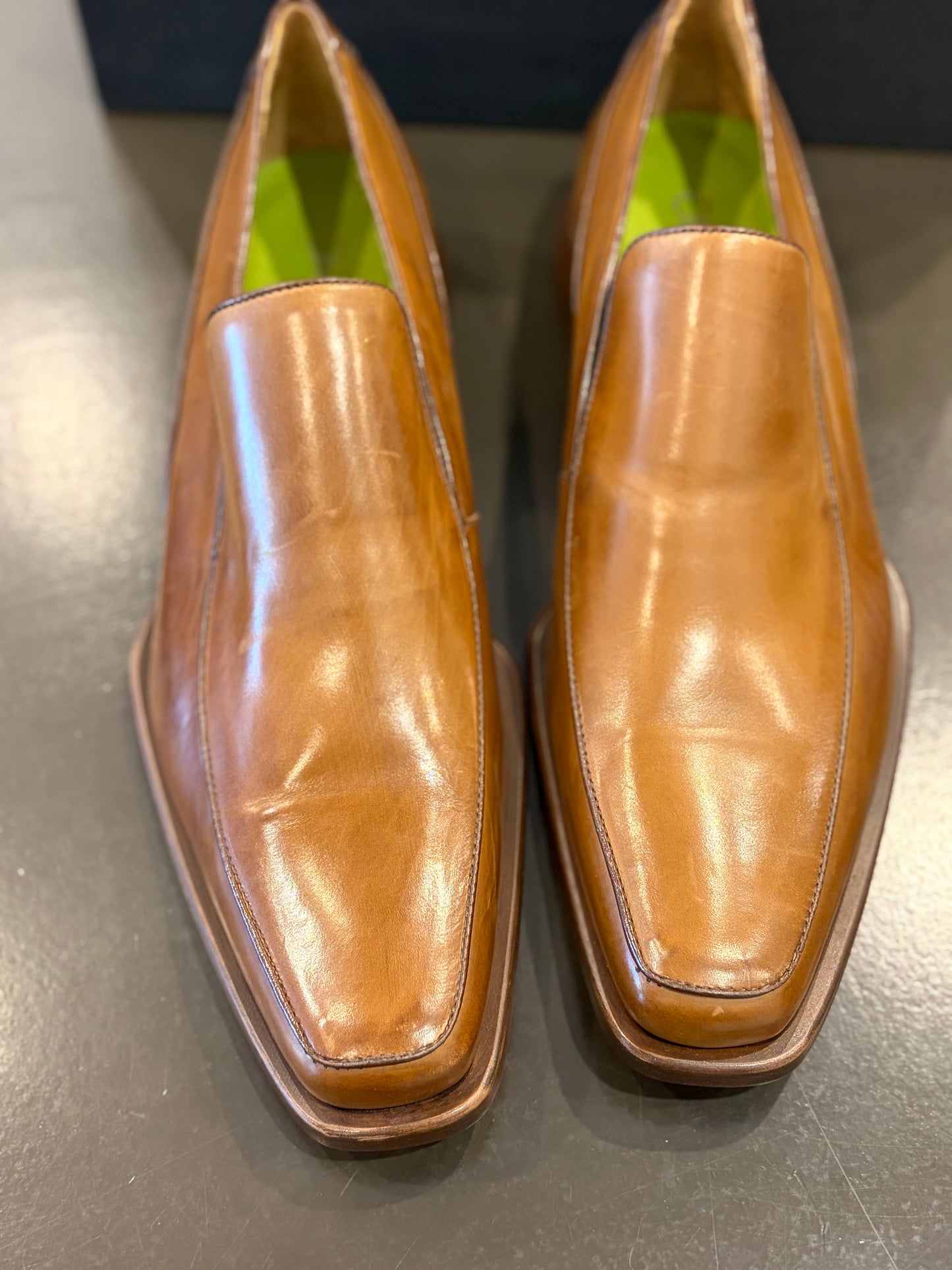 Oliver Sweeney Bushnell Tan Leather Square slip-on Loafers - Size 10