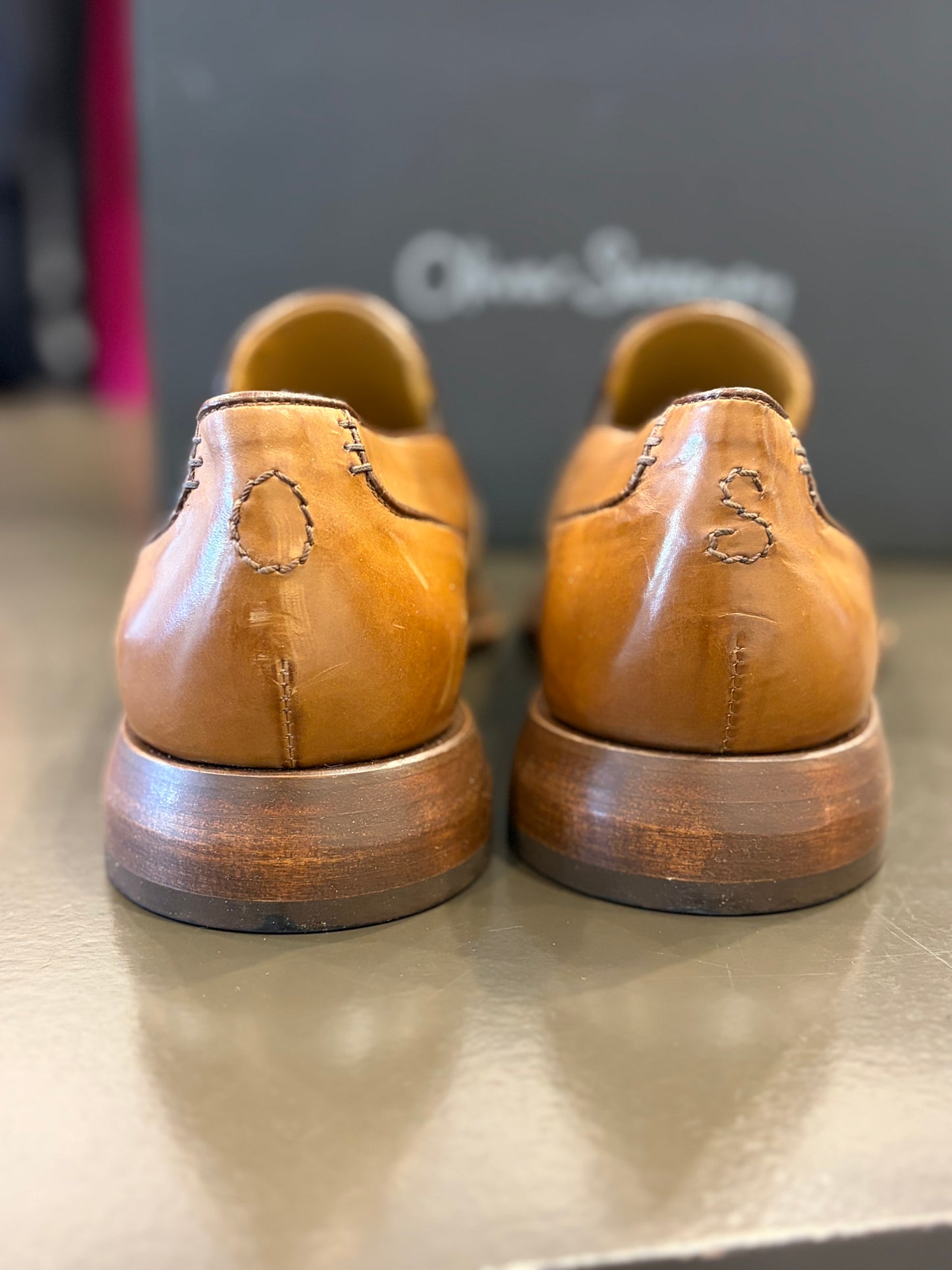 Oliver Sweeney Bushnell Tan Leather Square slip-on Loafers - Size 10