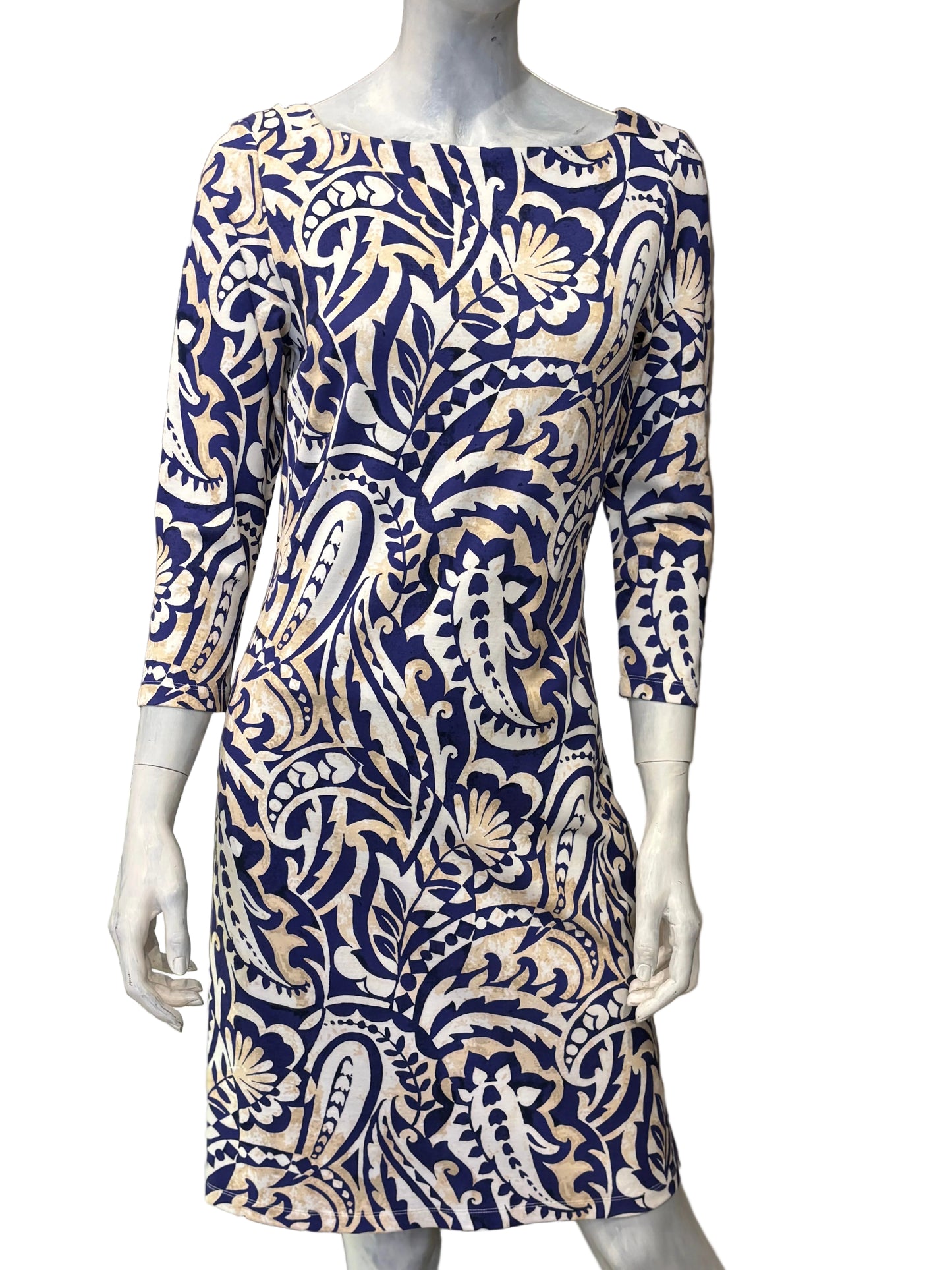 J.McLaughlin Blue & Cream Paisley Print Dress – Size XS