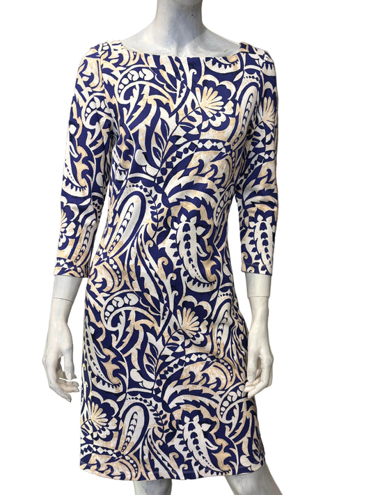 J.McLaughlin Blue & Cream Paisley Print Dress – Size XS