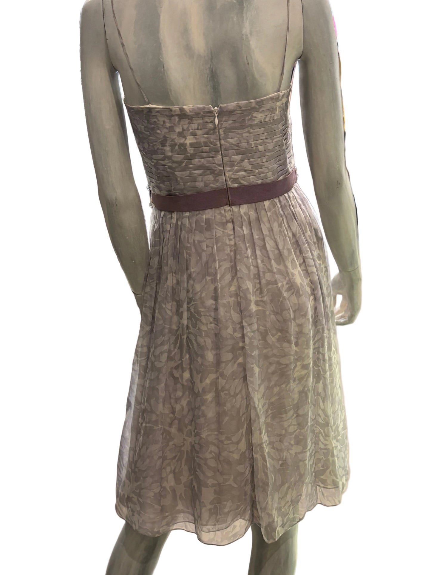 Luca Luca Mauve Silk Pleated Dress with Embellished Waist Size 42 (US 6)