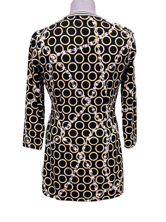 J.McLaughlin Black Gold Chain Print Tunic Top - Size XS