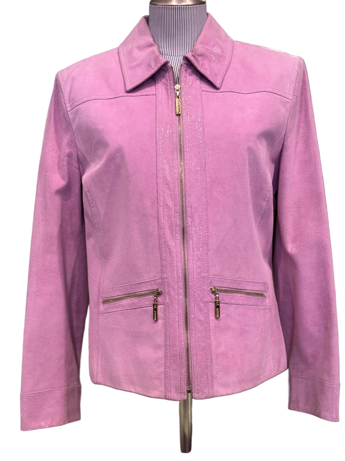 St. John Sport Lavender Leather Jacket - Size Medium