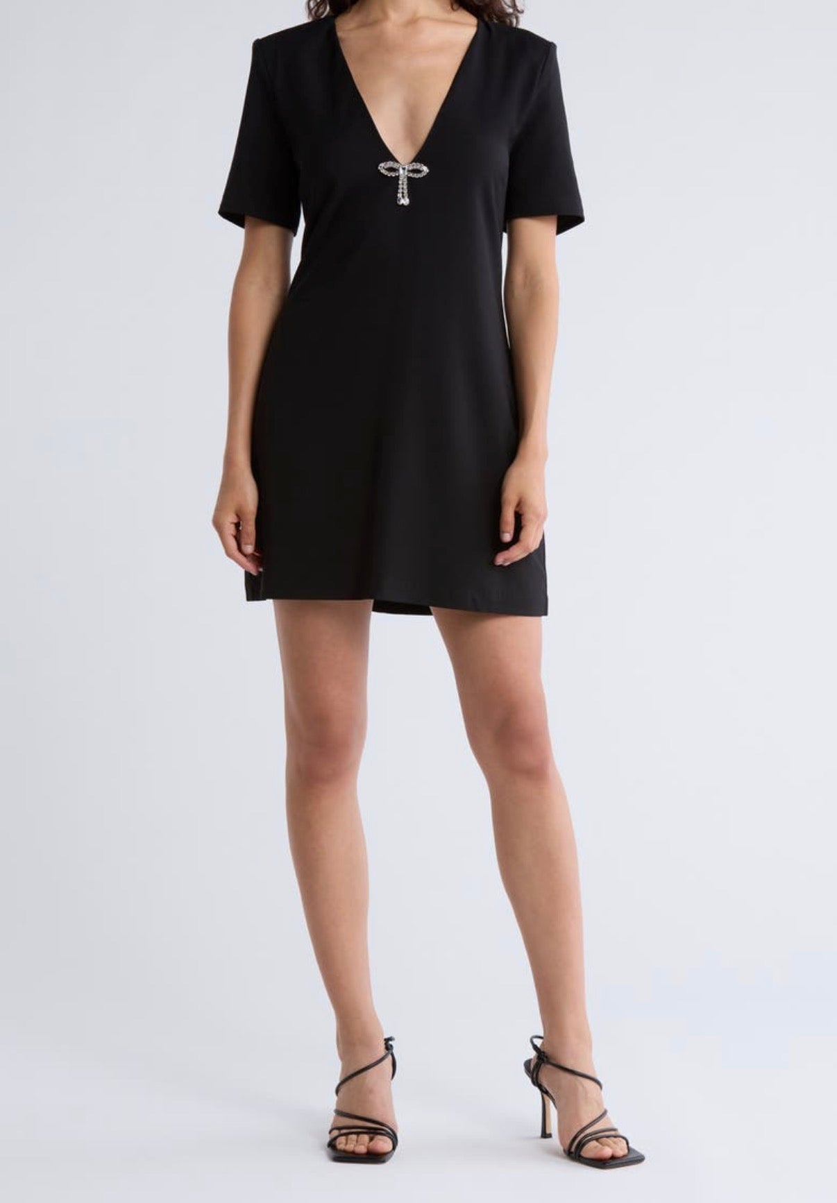 Hutch Black Midi Dress with Crystal Bow - Medium