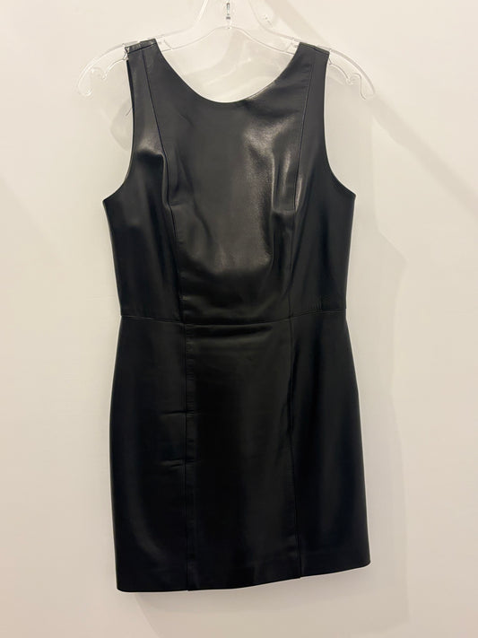 Alice + Olivia Black faux-wrap leather sheath dress 4