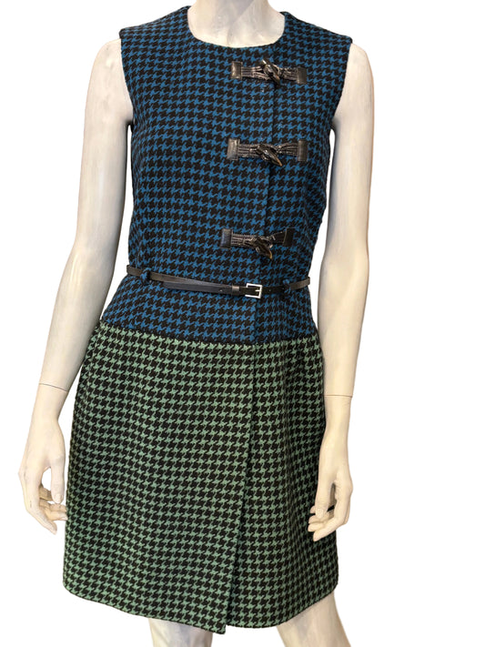 Missoni Sleeveless Wool Dress Color-block Houndstooth with Toggle Detail 4