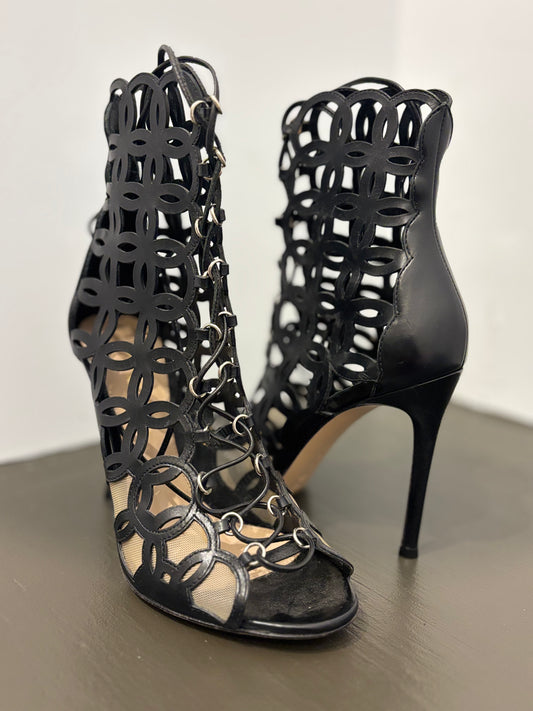 Gianvito Rossi Black Lazer cut Olympia sandal 35.5
