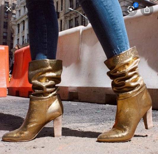 Sarah Jessica Parker Gold heeled leather vero cuoio boots 39