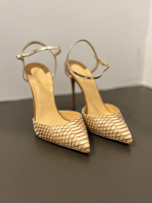 Louboutin cream snakeskin leather 36
