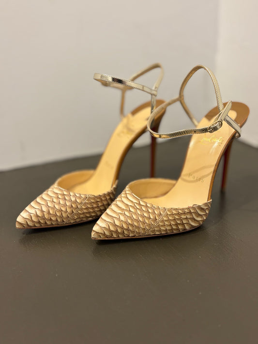 Louboutin cream snakeskin leather 36