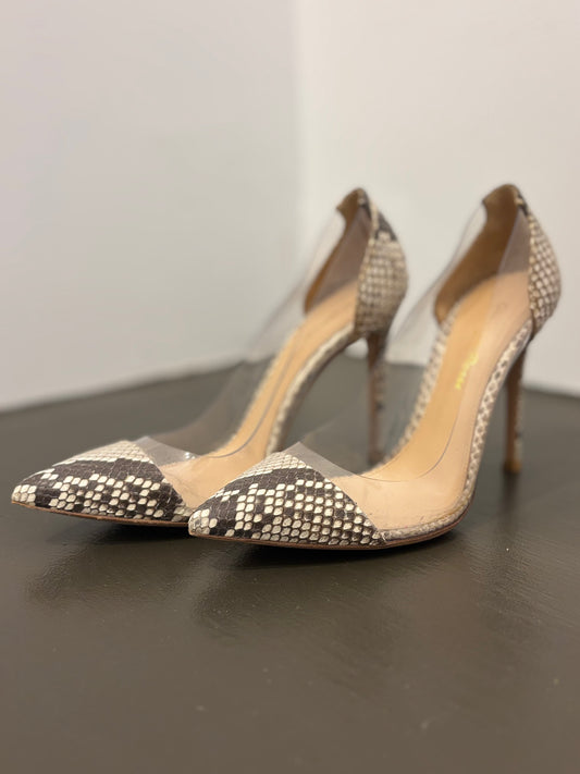 Gianvito Rossi snakeskin/clear pump 36