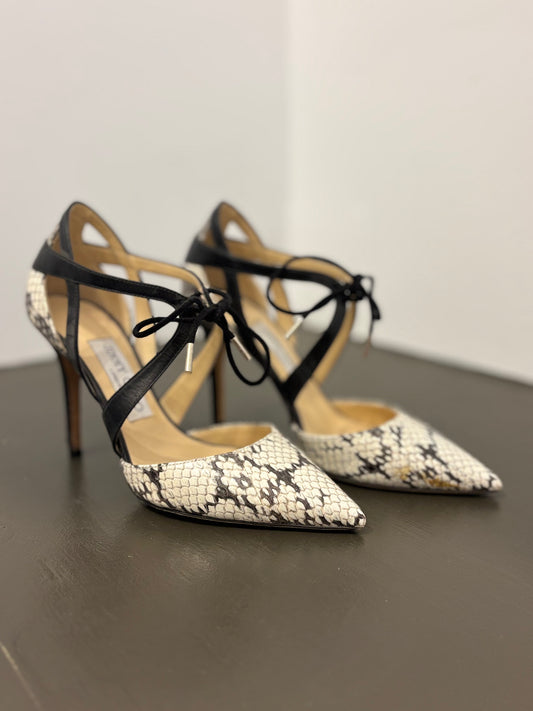 Jimmy Choo snake skin pump with tie 35.5