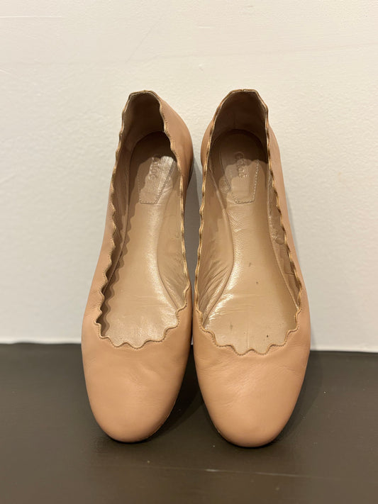 Chloé leather scalloped flat dusty rose 36