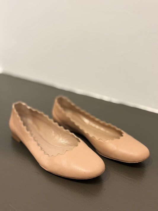 Chloé leather scalloped flat dusty rose 36