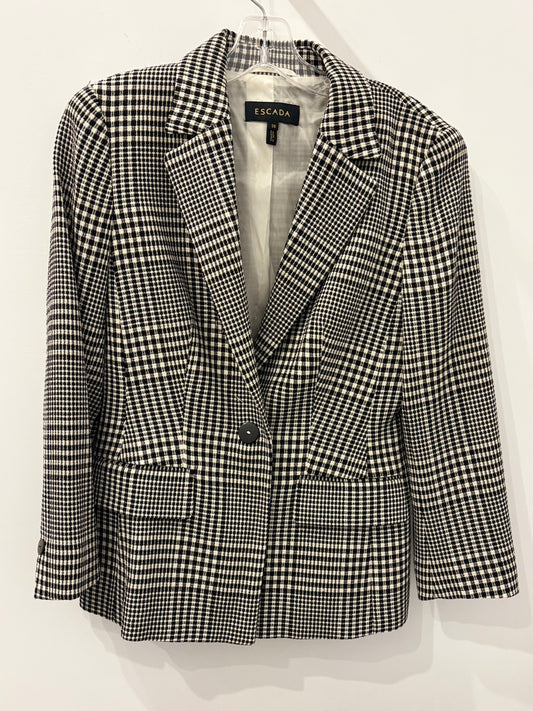 Escada black and white check tailored blazer 38