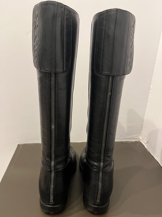 Prada Sport Linea Rossa Black knee high boots 37
