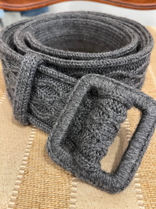 YSL Woven Cable Knit Belt Gray S