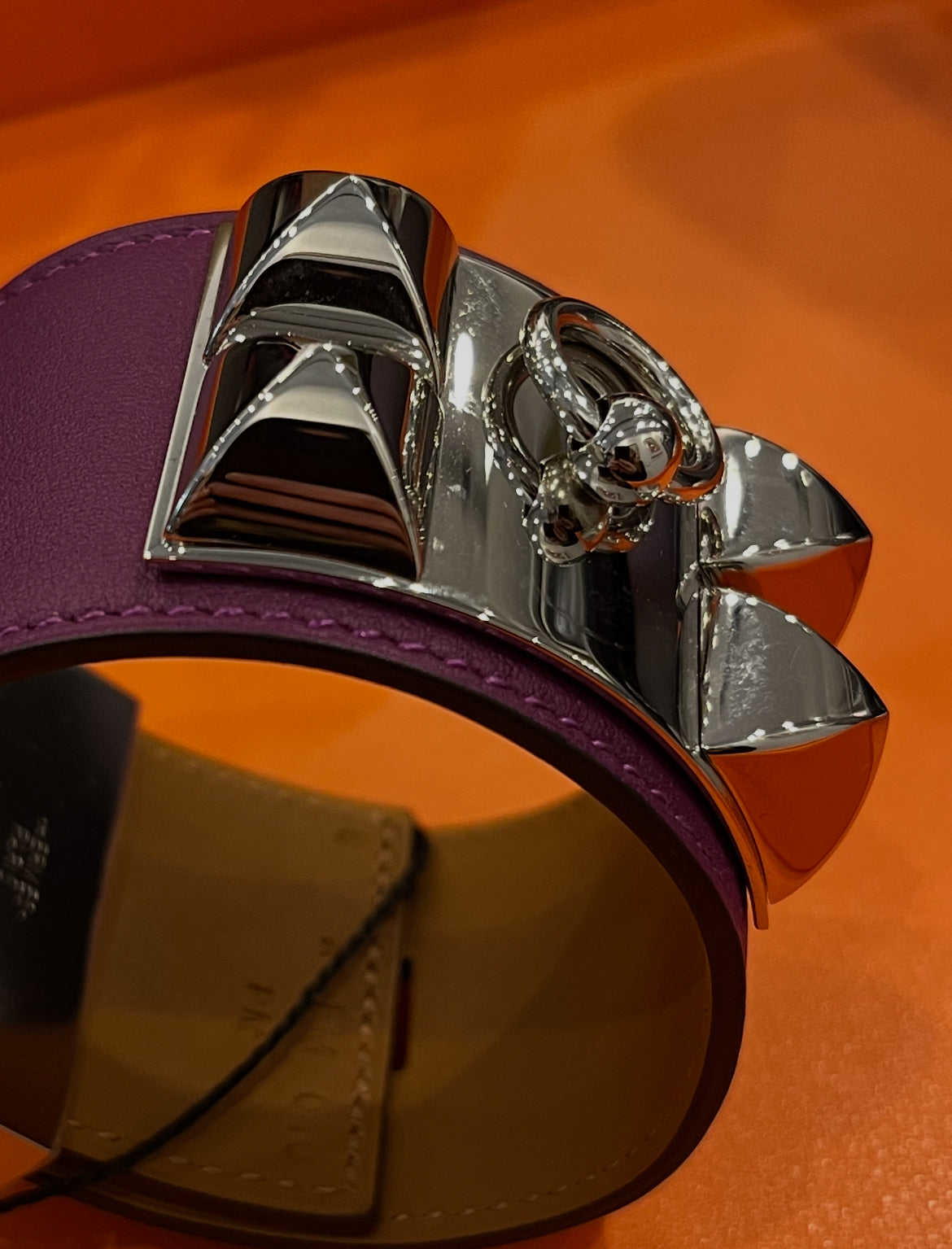 Hermes Cuir Collier Chien Bracelet Purple - SMALL