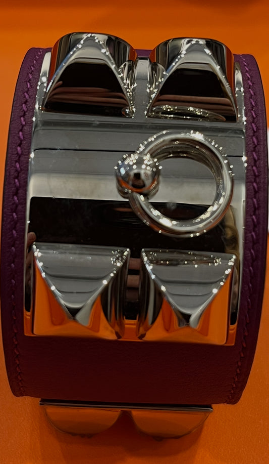 Hermes Cuir Collier Chien Bracelet Purple - SMALL