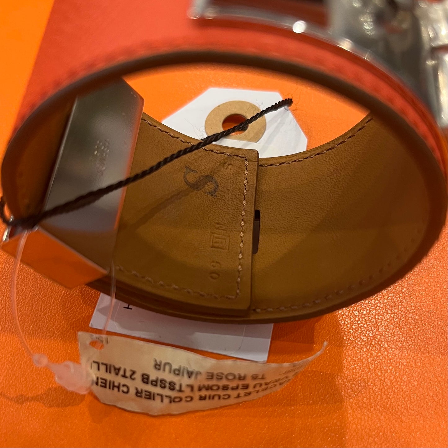 Hermes Cuir Collier Chien Bracelet Rose