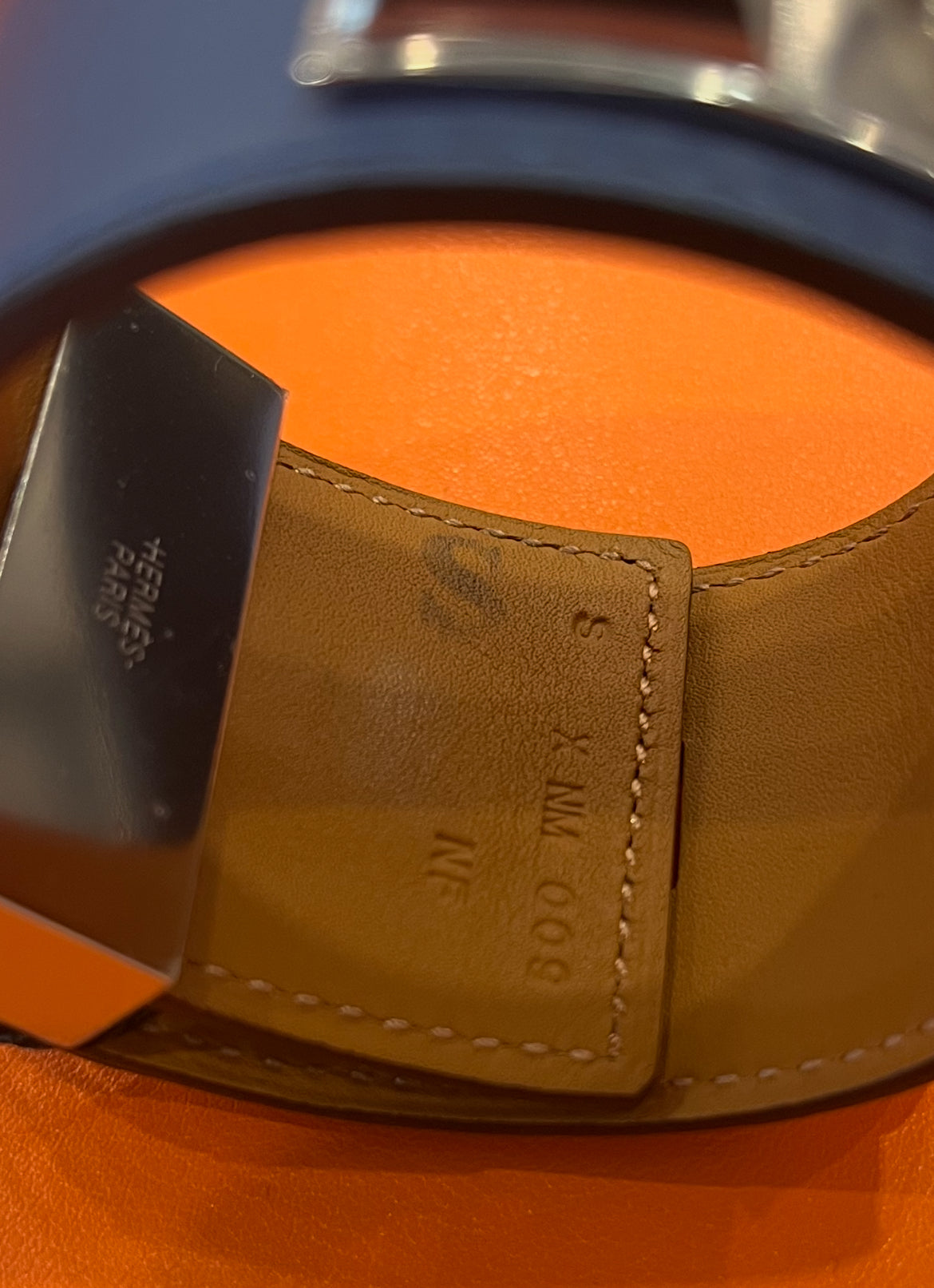 Hermes Cuir Collier Chien Bracelet Blue SMALL