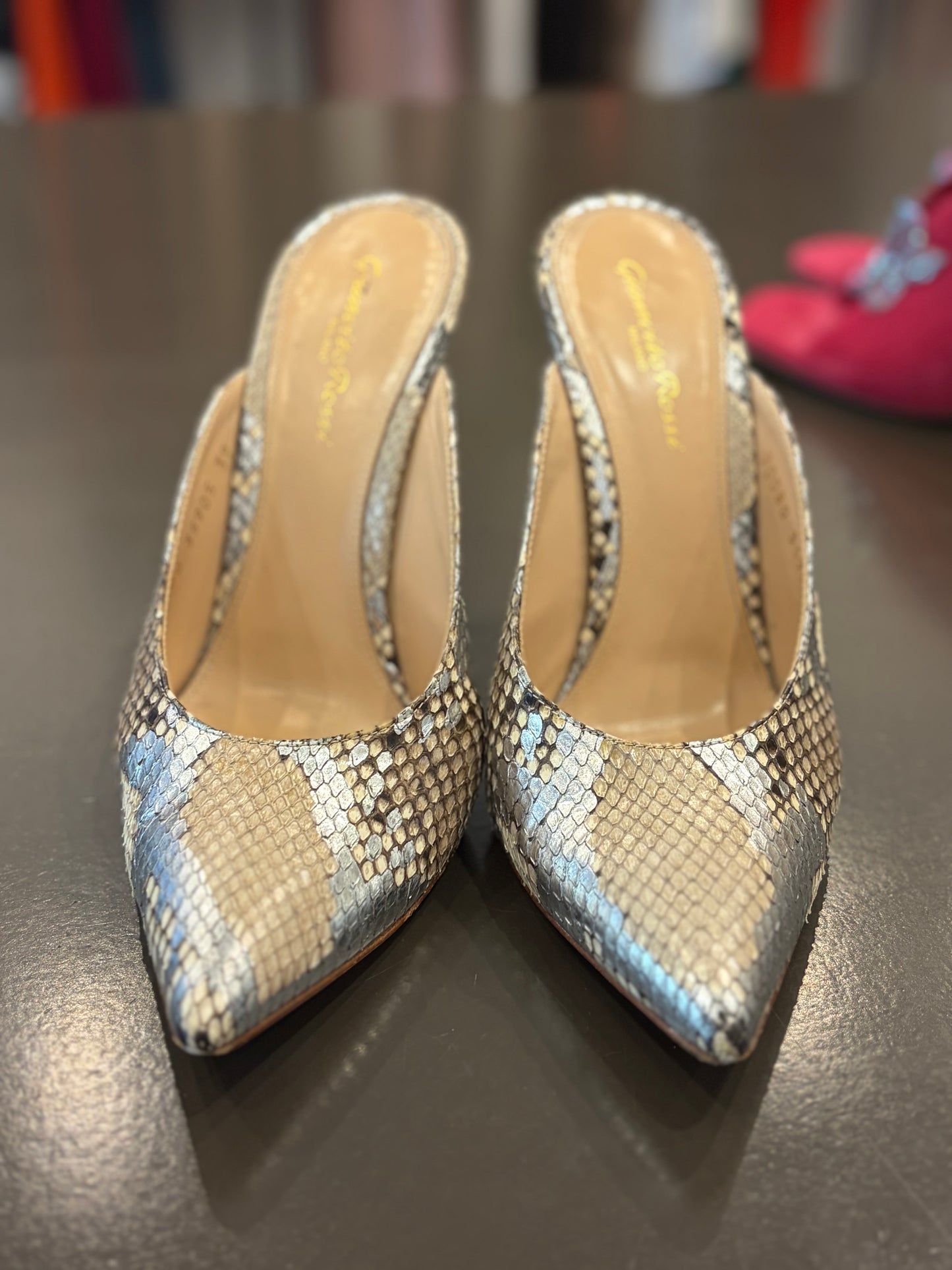 Gianvito Rossi Python pointed-toe mules - Size 39