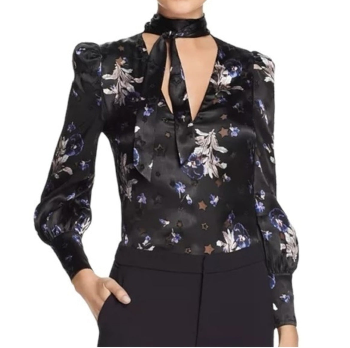 Rebecca Taylor Black Burn out Blouse 8