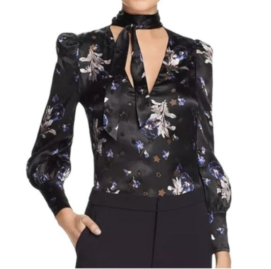 Rebecca Taylor Black Burn out Blouse 8