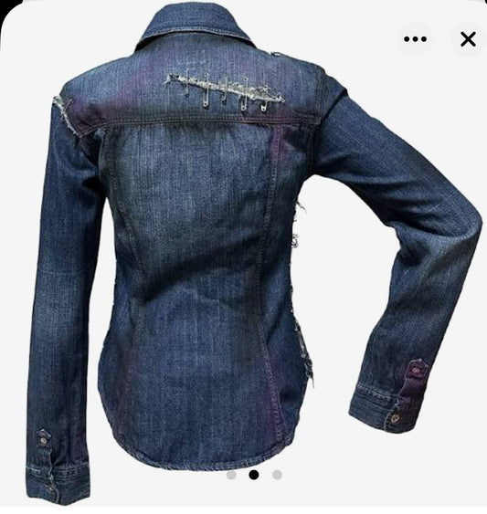 D&G Safety Pin Painted Denim Shirt XS