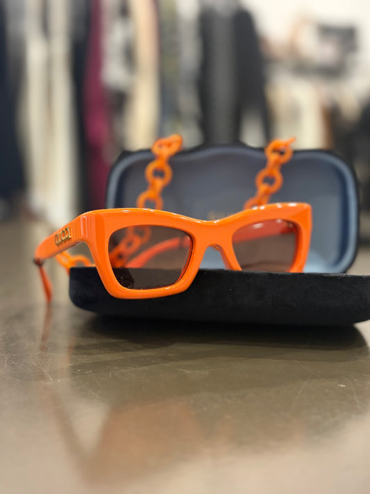 Gucci Neon Orange Chain-Link Sunglasses - GG1773S
