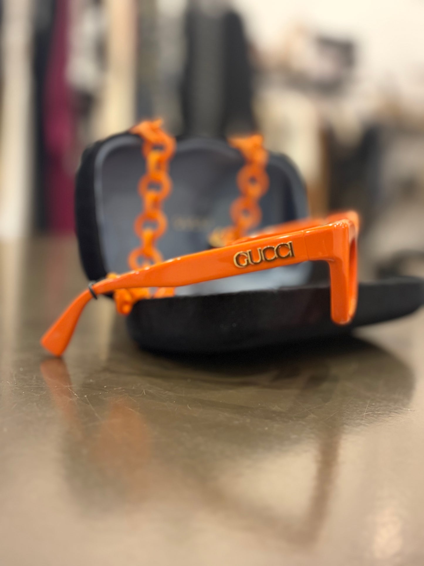 Gucci Neon Orange Chain-Link Sunglasses - GG1773S