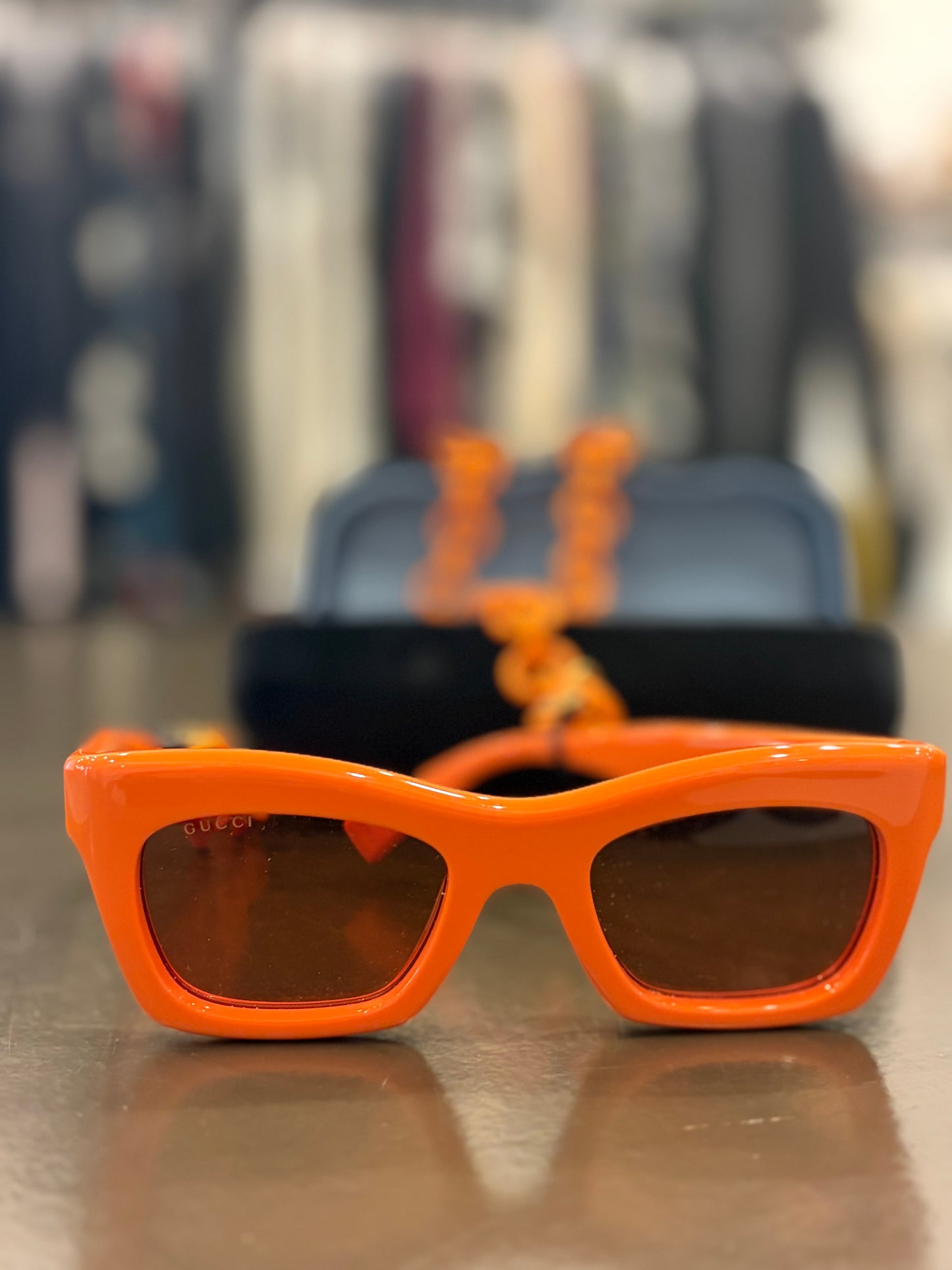 Gucci Neon Orange Chain-Link Sunglasses - GG1773S