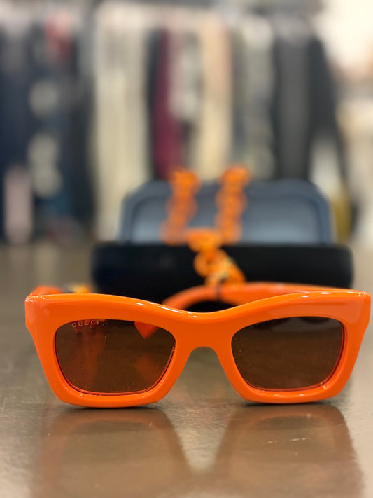 Gucci Neon Orange Chain-Link Sunglasses - GG1773S