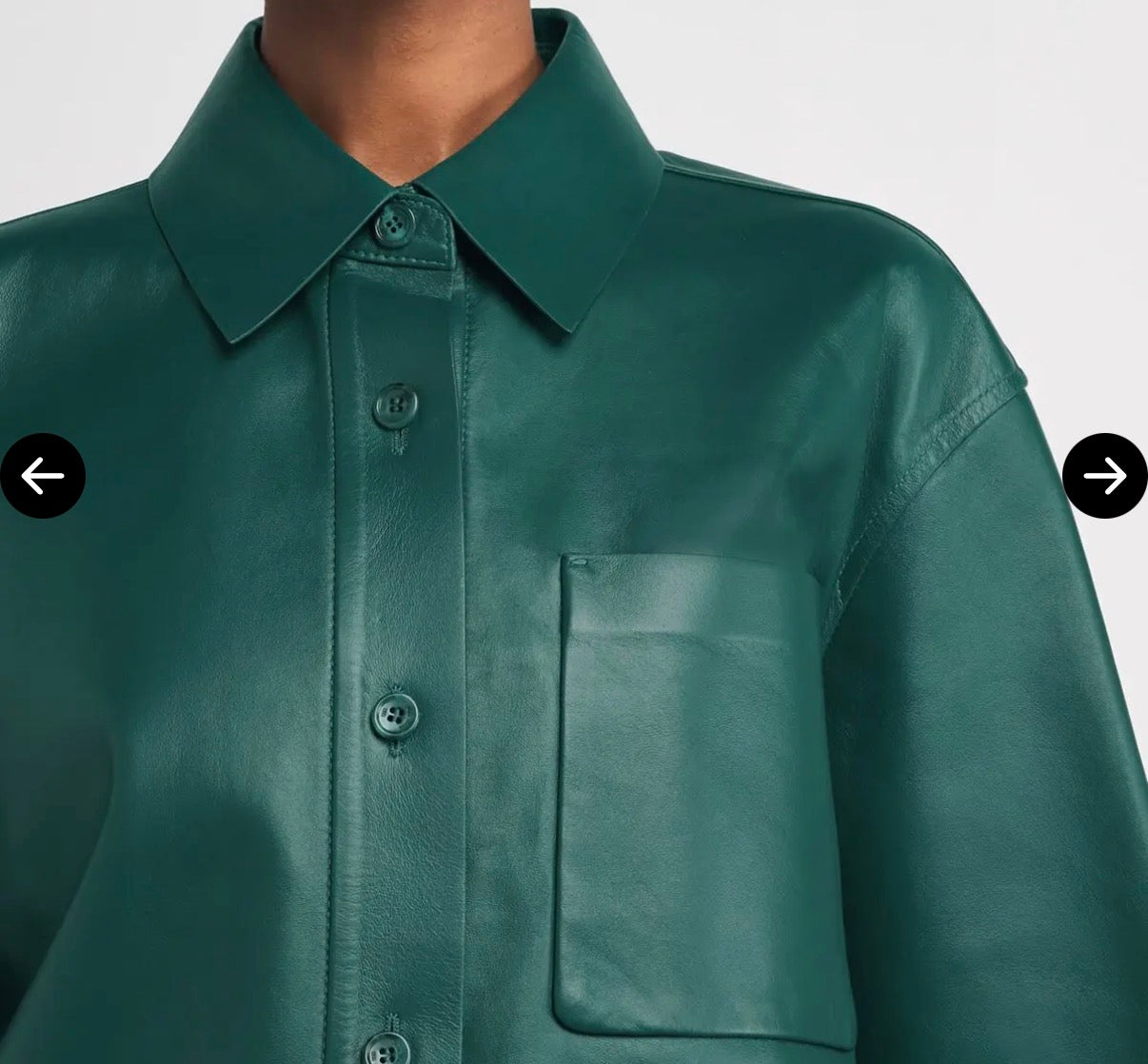 Max Mara Arcella Dark Green Nappa Leather Shirt Jacket - 6