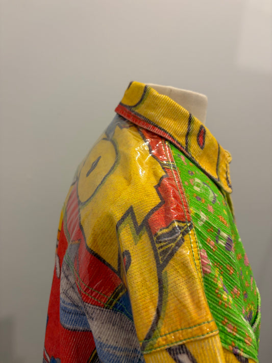 ERL Mixed Print Corduroy Overshit Jacket- Patchwork button front - Large
