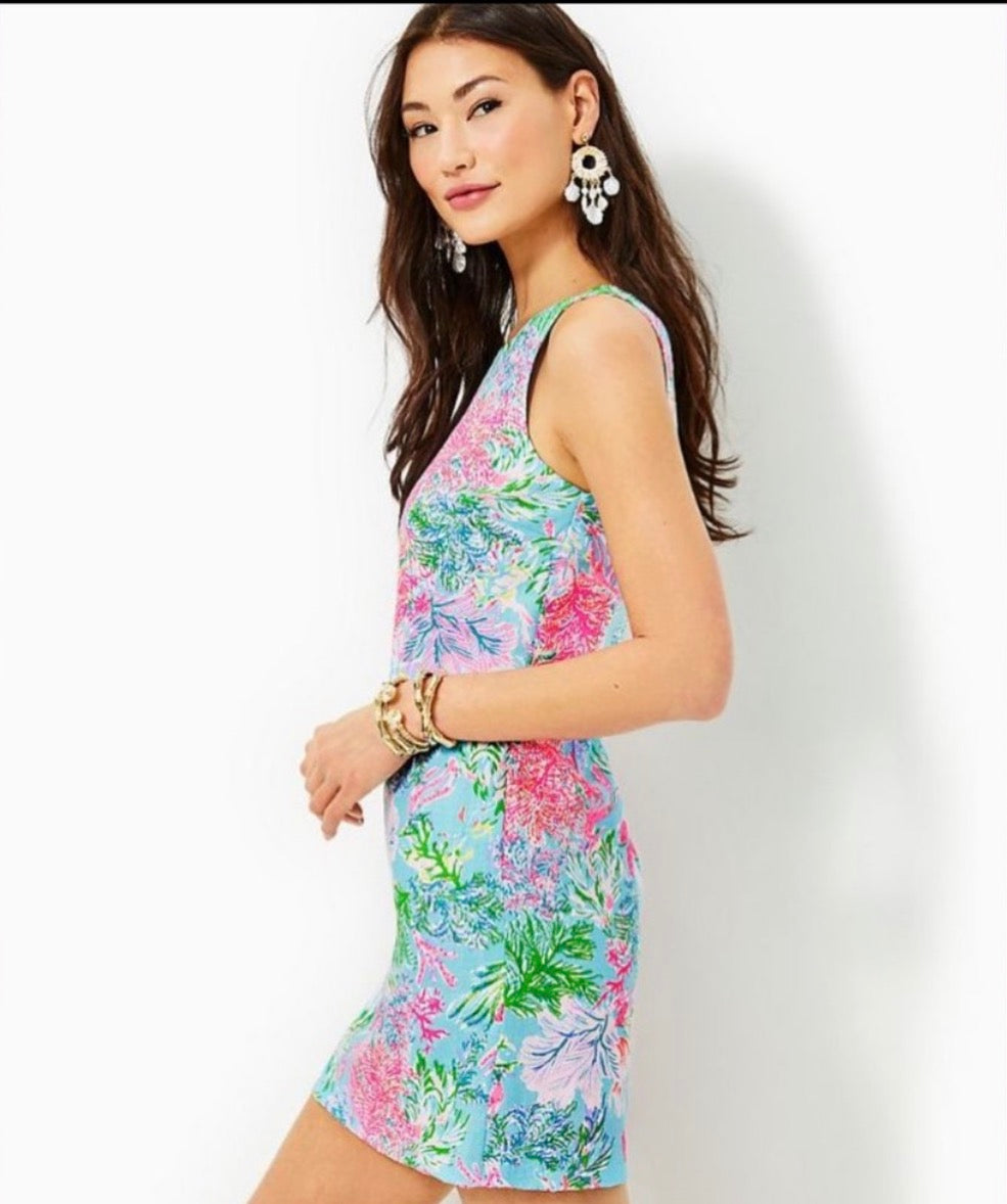 Lilly Pulitzer "Maurina Linen Shift Dress d- Cay to My Heart Print - 0 NWT