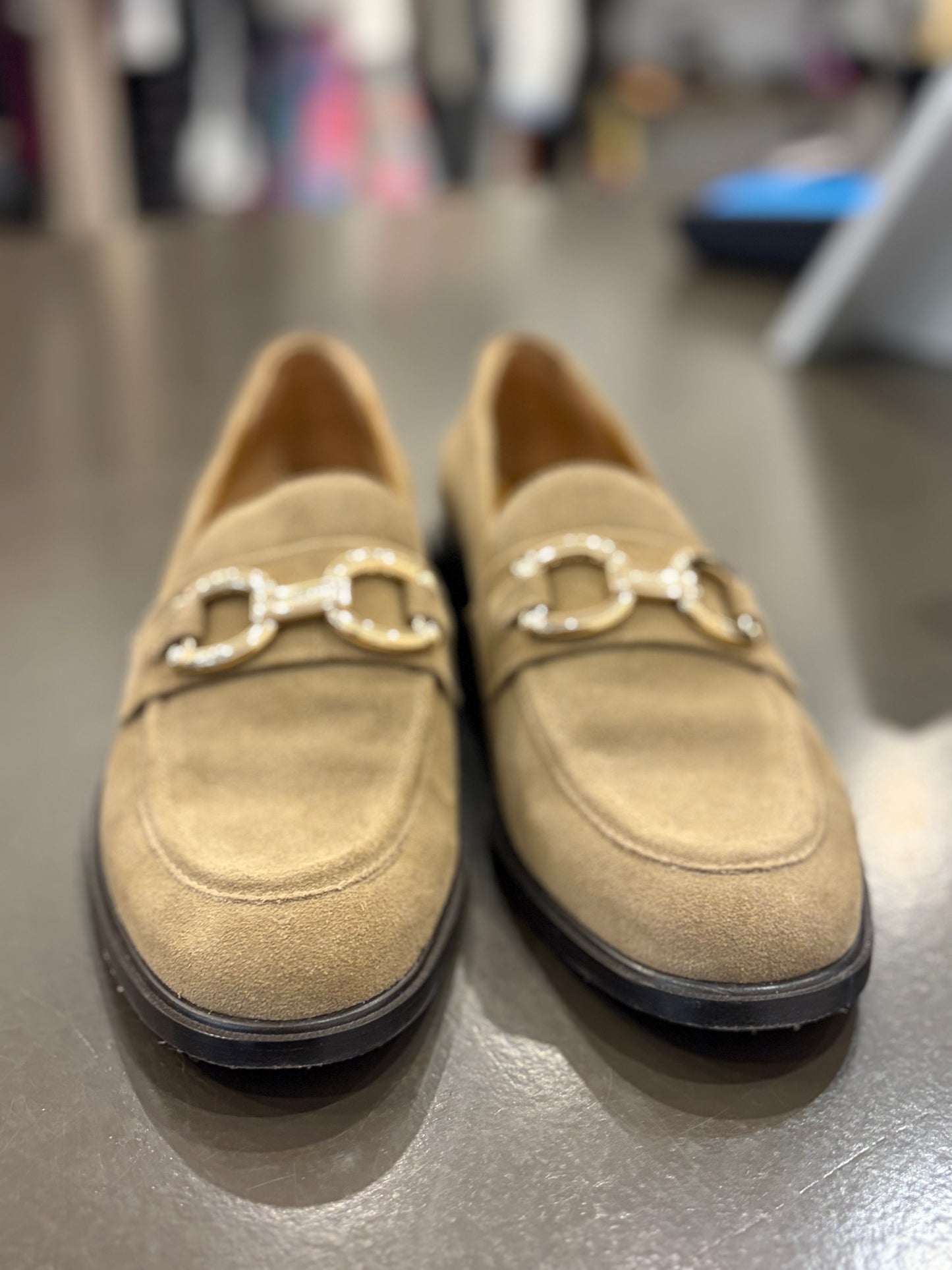 Clergerie JAEL3 Sued Horsebit Loafers Gobi Gold - US 7