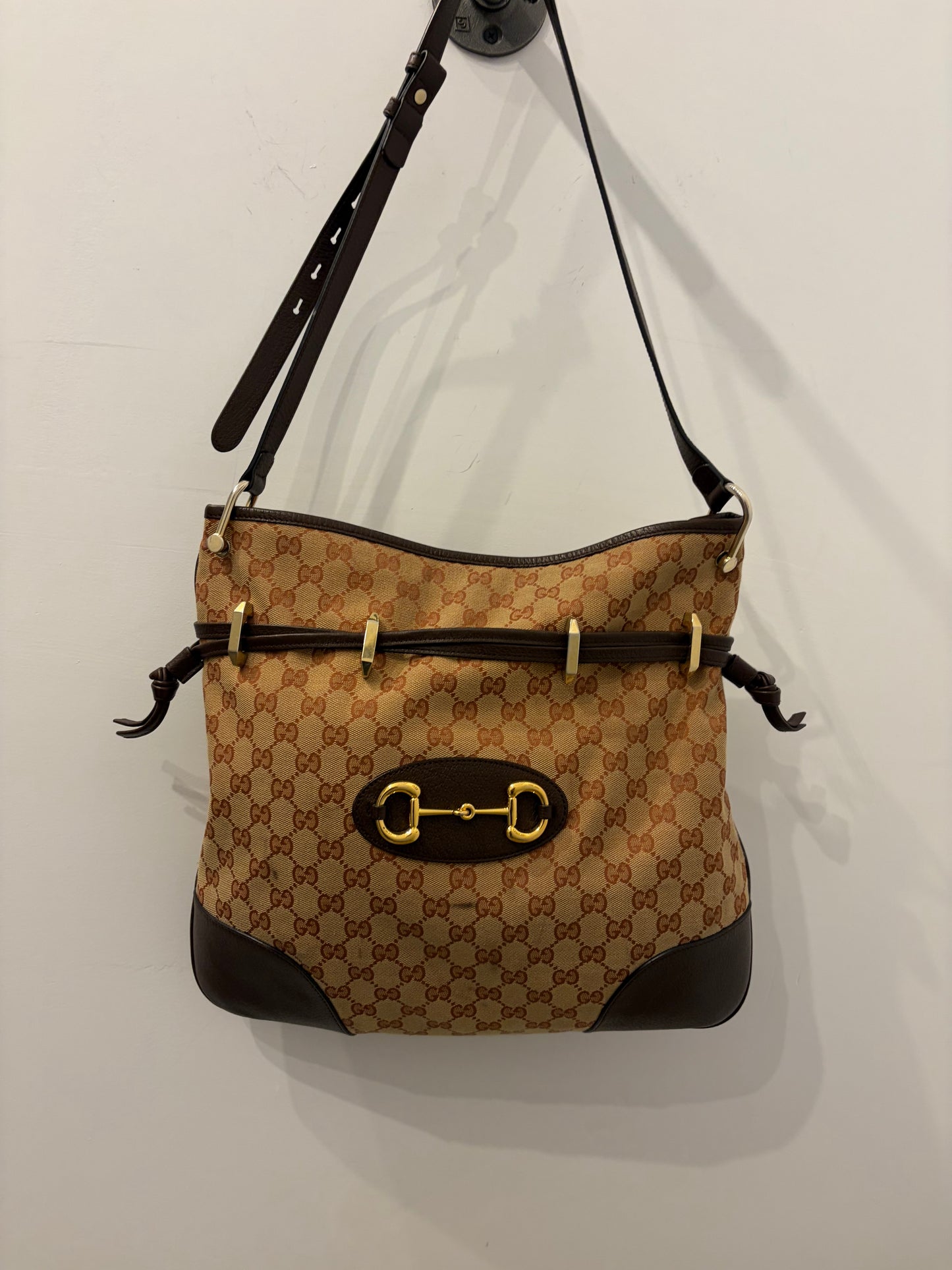 Gucci GG Canvas Horsebit Horsebit Shoulder Bag