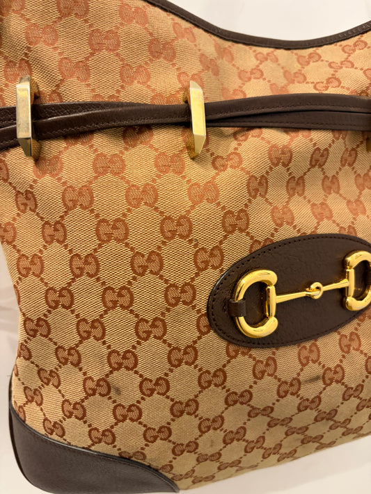 Gucci GG Canvas Horsebit Horsebit Shoulder Bag