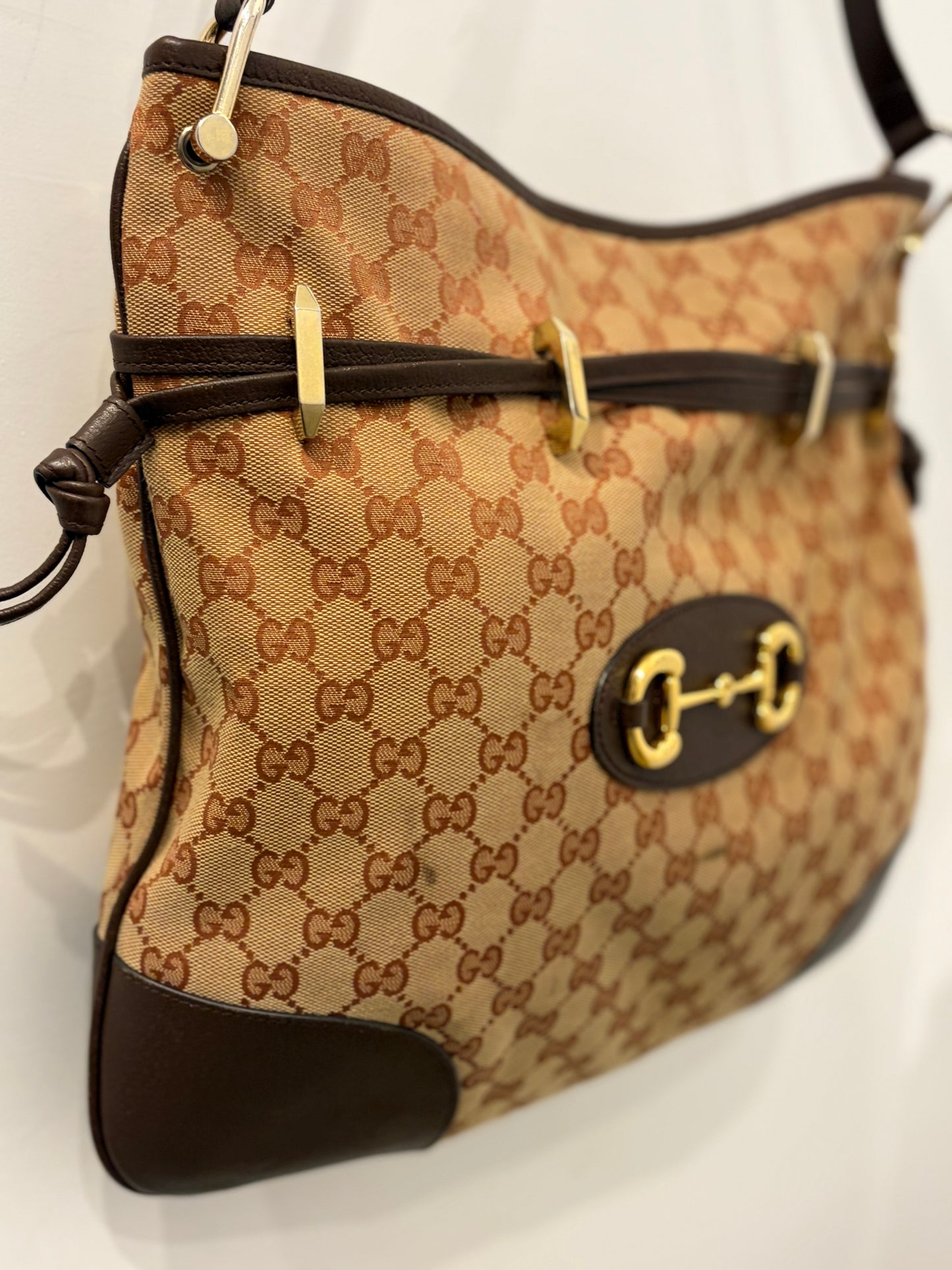 Gucci GG Canvas Horsebit Horsebit Shoulder Bag