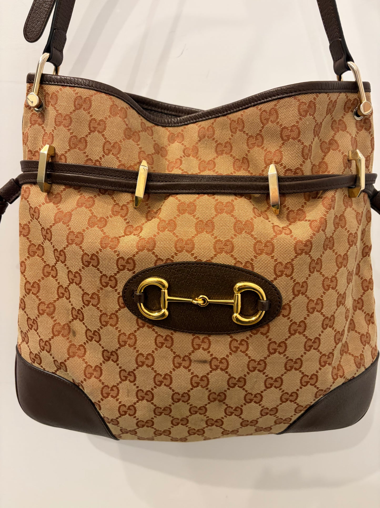 Gucci GG Canvas Horsebit Horsebit Shoulder Bag