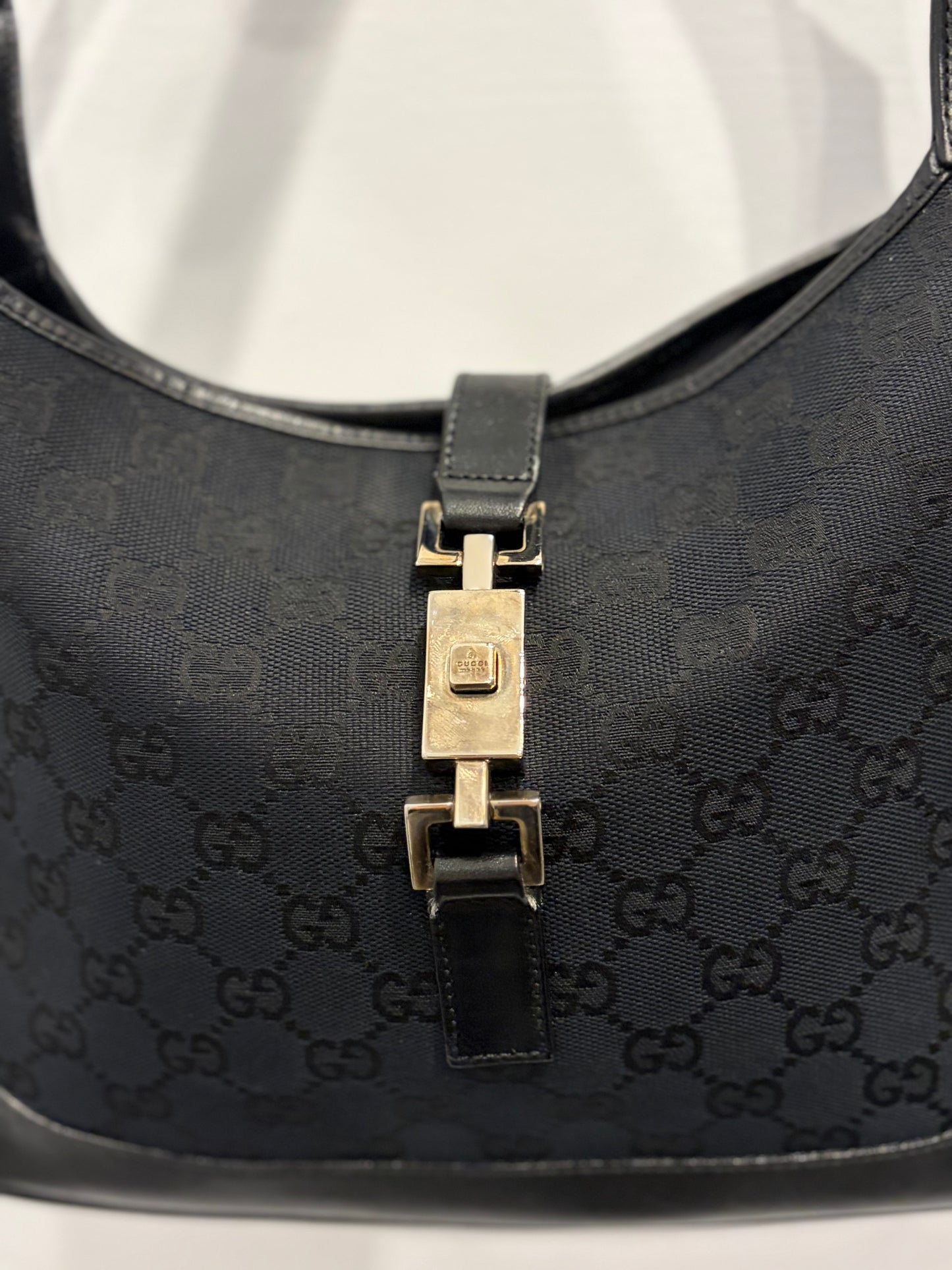 Gucci Vintage Jackie Shoulder Bag - Black GG Canvas
