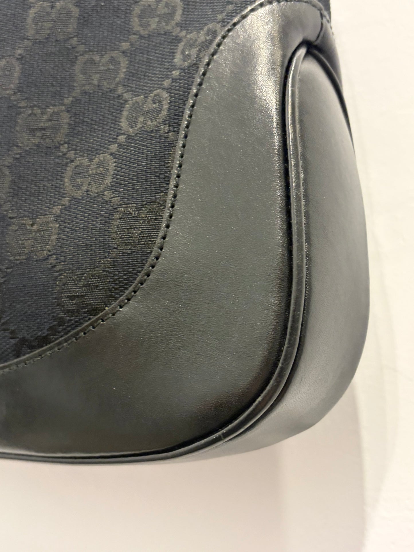 Gucci Vintage Jackie Shoulder Bag - Black GG Canvas