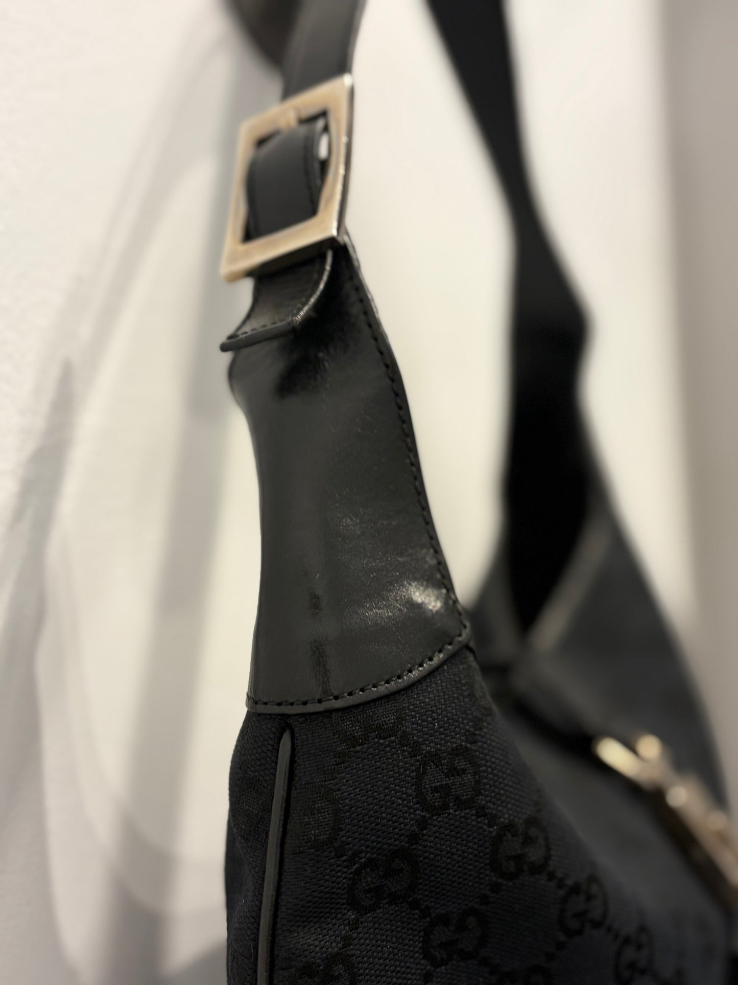Gucci Vintage Jackie Shoulder Bag - Black GG Canvas