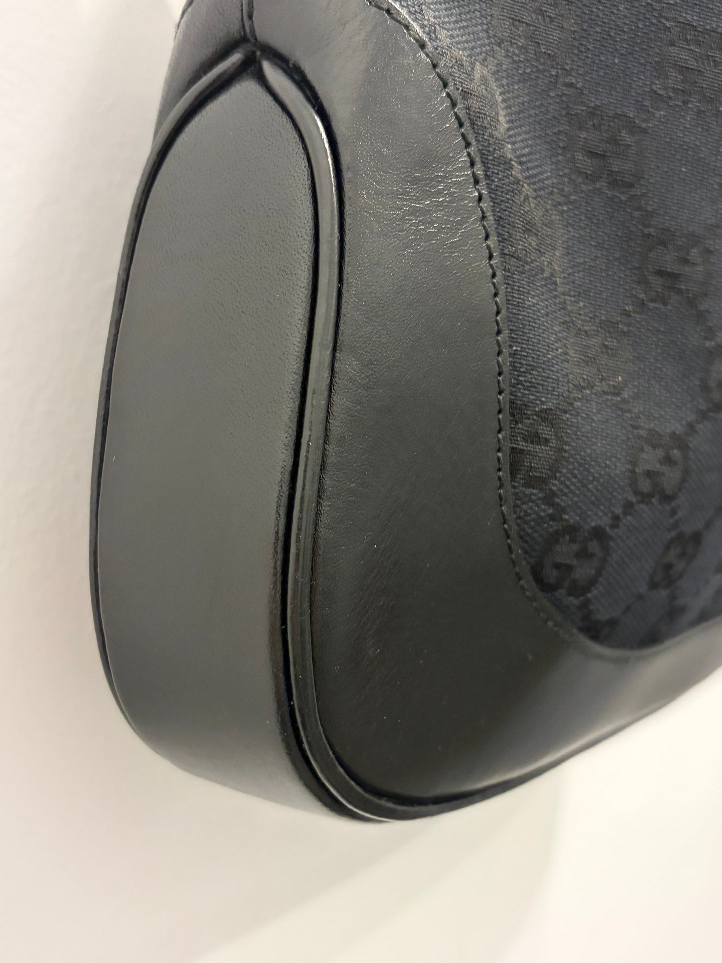 Gucci Vintage Jackie Shoulder Bag - Black GG Canvas