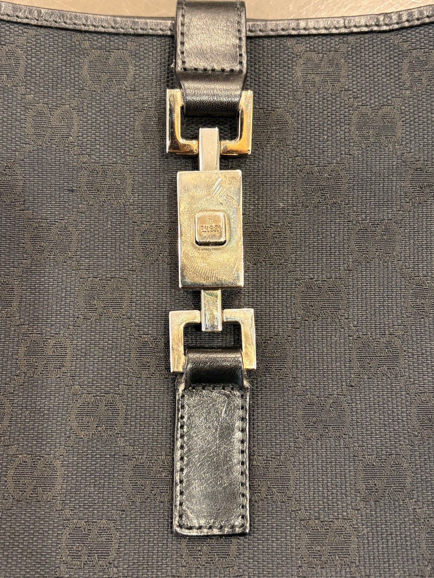 Gucci Vintage Jackie Shoulder Bag - Black GG Canvas