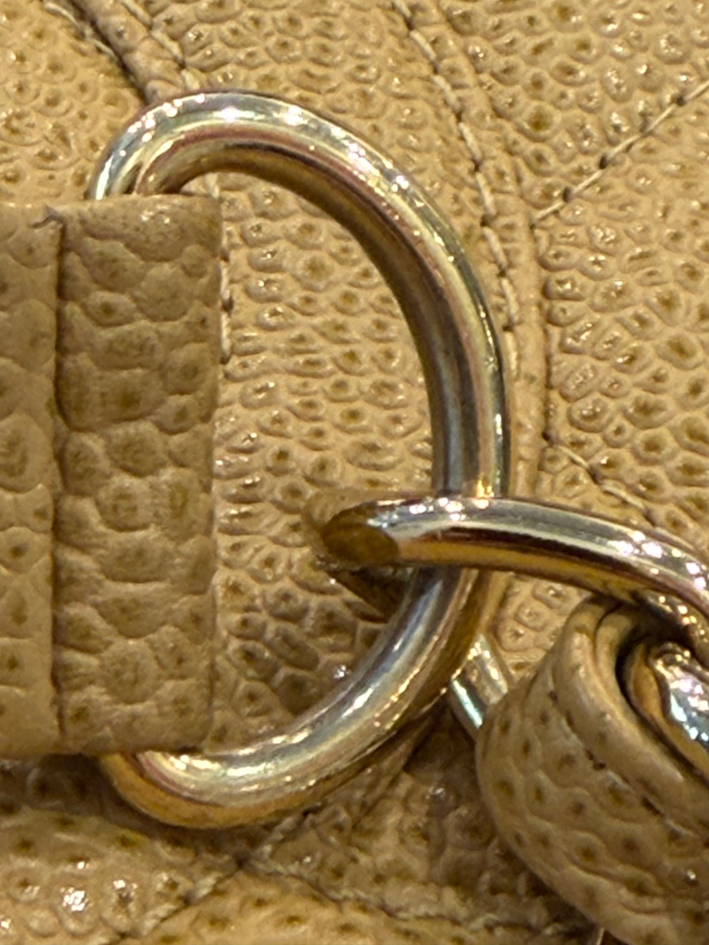 Chanel Vintage Beige Caviar Leather CC Logo Shoulder Tote