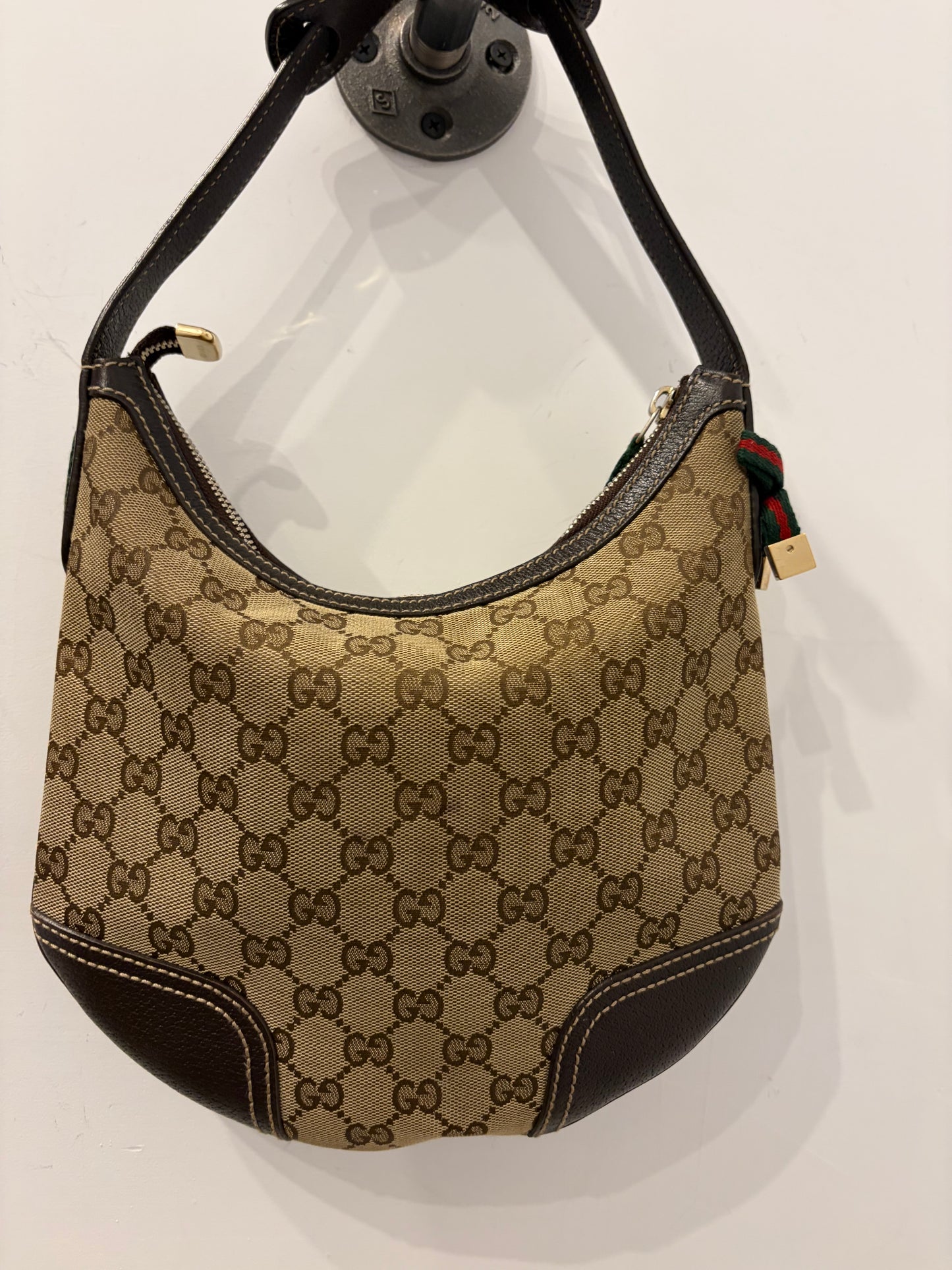 Gucci Vintage GG Canvas Small Hobo Shoulder Bag