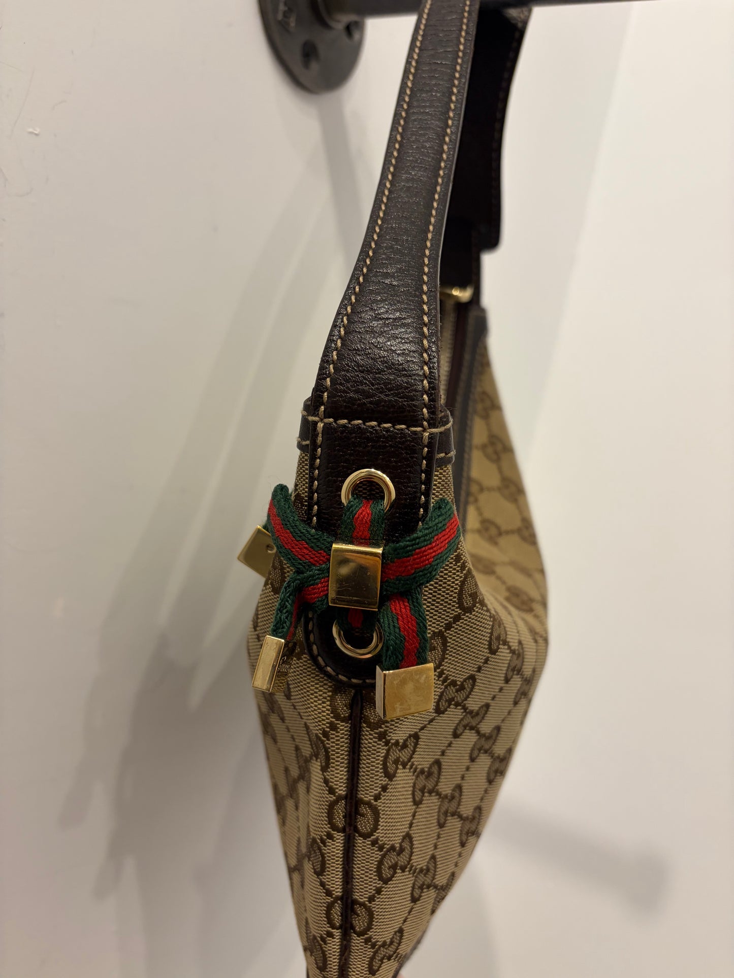 Gucci Vintage GG Canvas Small Hobo Shoulder Bag