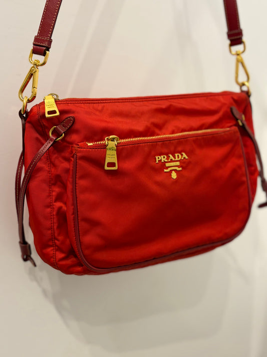 Prada Red Tessuto Nylon Crossbody/Shoulder Bag